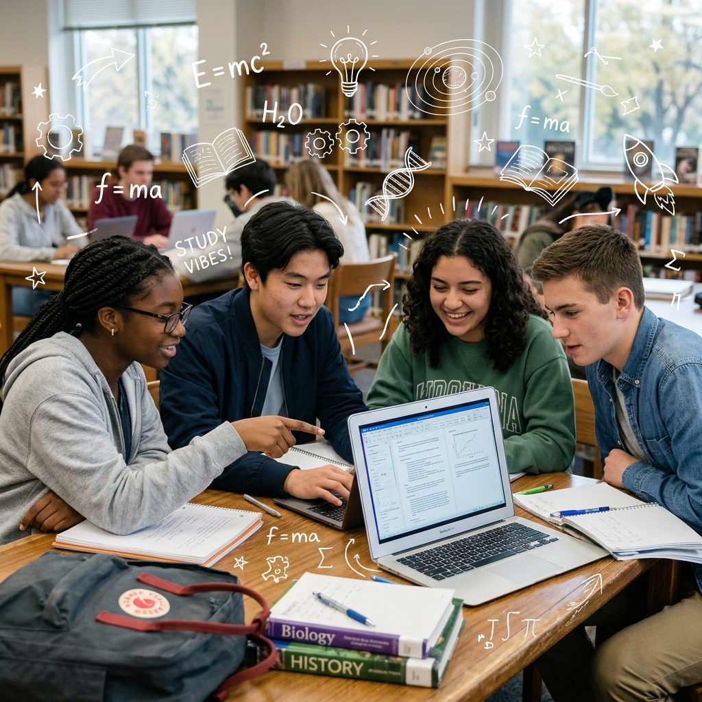 Students studying